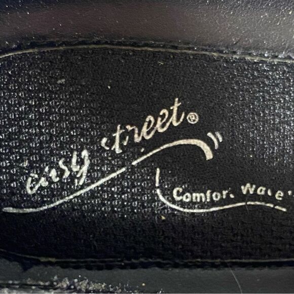 Easy Street Casual Slip On Loafers Black Leather Square Toe Size 6 - Picture 8 of 10